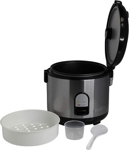 IMUSA USA GAU-00023 طباخ أرز كهربائي مع صينية بخار 10 أكواب أرز غير مطبوخ (20 كوب أرز مطبوخ)، ستانلس ستيل in Kuwait
