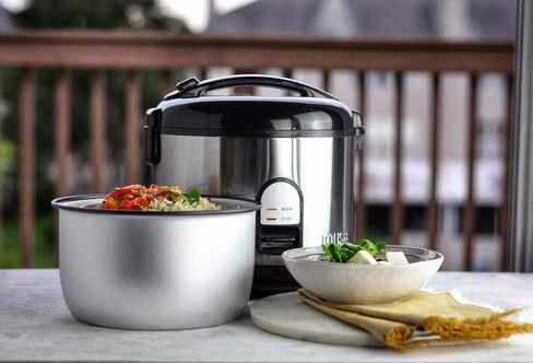 IMUSA USA GAU-00023 طباخ أرز كهربائي مع صينية بخار 10 أكواب أرز غير مطبوخ (20 كوب أرز مطبوخ)، ستانلس ستيل in Kuwait