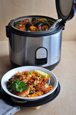 IMUSA USA GAU-00023 طباخ أرز كهربائي مع صينية بخار 10 أكواب أرز غير مطبوخ (20 كوب أرز مطبوخ)، ستانلس ستيل in Kuwait