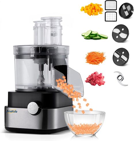 Anatole Commercial Food Processor 20-Cup Electric Vegetable Dicer Chopper 600W 5 in 1 Professional Veggie Shredder Grater Multifunctional Meat Grinder Blender with 5 Stainless Steel Blades in Kuwait