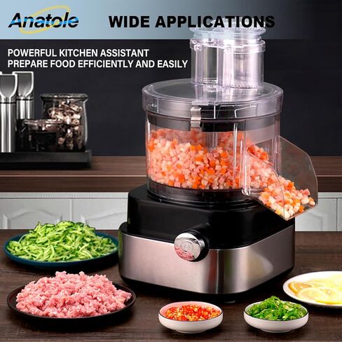 Anatole Commercial Food Processor 20-Cup Electric Vegetable Dicer Chopper 600W 5 in 1 Professional Veggie Shredder Grater Multifunctional Meat Grinder Blender with 5 Stainless Steel Blades in Kuwait