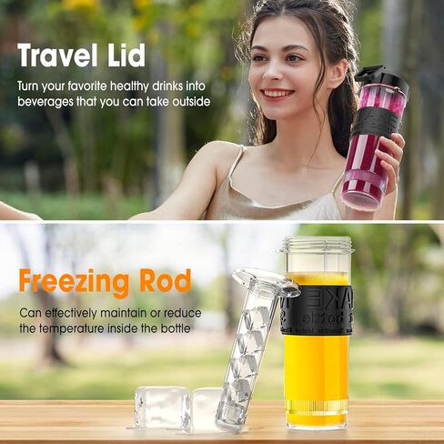 COOL KNIGHT Personal Blender, 500 Watts Smoothie Blender for Shakes and Smoothies, 10 pcs Kitchen Mixer Set with 20oz Sports Mug, Grinder Cup, 2 to-go lid, Freezer Rod and lemon squeezer,BPA free in Kuwait