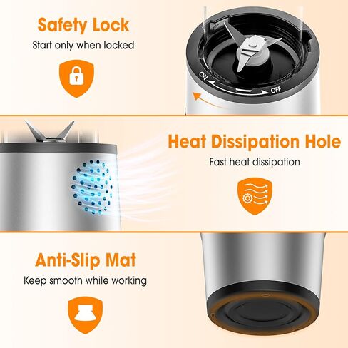 COOL KNIGHT Personal Blender, 500 Watts Smoothie Blender for Shakes and Smoothies, 10 pcs Kitchen Mixer Set with 20oz Sports Mug, Grinder Cup, 2 to-go lid, Freezer Rod and lemon squeezer,BPA free in Kuwait