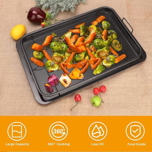 Large Size 19" x 12.8", Air Fryer Basket For Oven, Stainless Steel Air Fryer Tray, Oven Air Fryer Basket Baking Sheet Cookie Sheet Roasting Basket, in Kuwait