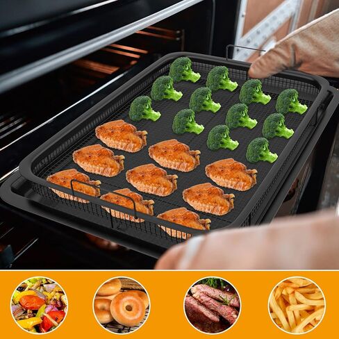 Large Size 19" x 12.8", Air Fryer Basket For Oven, Stainless Steel Air Fryer Tray, Oven Air Fryer Basket Baking Sheet Cookie Sheet Roasting Basket, in Kuwait
