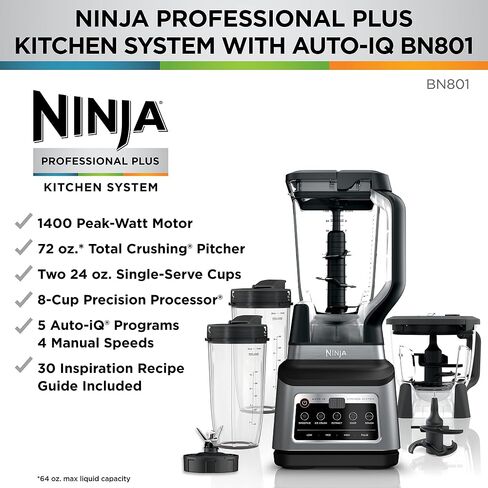 Ninja BN801 Professional Plus Kitchen System with Auto IQ, 1400 Wp - Gray (Renewed) in Saudi Arabia