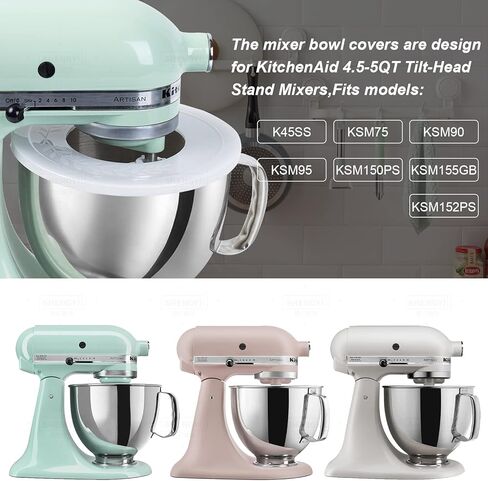 أغطية أوعية الخلاطات لـ كيتشن إيد 4.5-5 كوارت خلاطات حاملة برأس مائل وعاء من الفولاذ المقاوم للصدأ يغطي غطاء in Kuwait