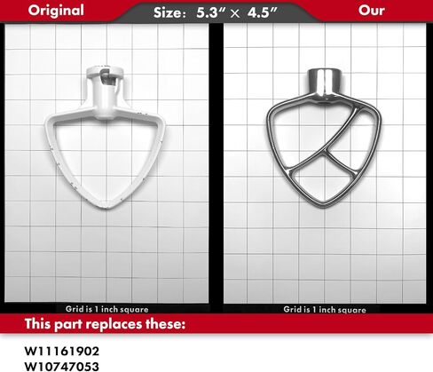 Flat Beater Replacement for KitchenAid 3.5 Qt. Tilt-Head Stand Mixers/Polished 18/8 Stainless Steel Accessories/No coating/Dishwasher Safe in Saudi Arabia