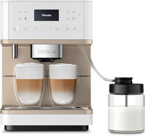 Miele CM 6160 MilkPerfection Automatic Coffee Machine - OneTouch for Two, AromaticSystem, 4 individual profiles, DoubleShot, WiFi-compatible, LED lighting, easy cleaning, in Lotus White in Kuwait