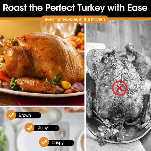 Sunvivi 14-Quart Electric Roaster Oven with Self-Basting Lid, Turkey Roaster Oven with Removable Pan and Rack, Stainless Steel, Silver in Saudi Arabia