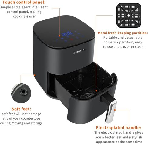 Air Fryer Oven 6 Quart Compact air fryers Oilless Oven 12-in-1 Nonstick and Dishwasher-Safe Basket, Exclusive Recipes, Tempered Glass Display, Custom in Kuwait