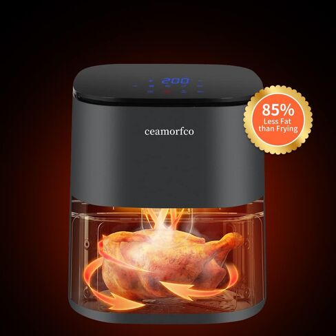 Air Fryer Oven 6 Quart Compact air fryers Oilless Oven 12-in-1 Nonstick and Dishwasher-Safe Basket, Exclusive Recipes, Tempered Glass Display, Custom in Kuwait