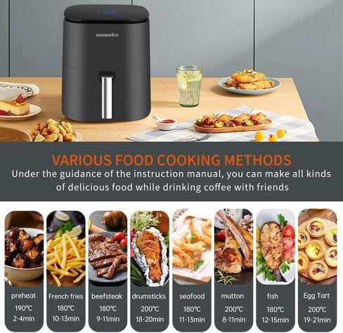 Air Fryer Oven 6 Quart Compact air fryers Oilless Oven 12-in-1 Nonstick and Dishwasher-Safe Basket, Exclusive Recipes, Tempered Glass Display, Custom in Kuwait