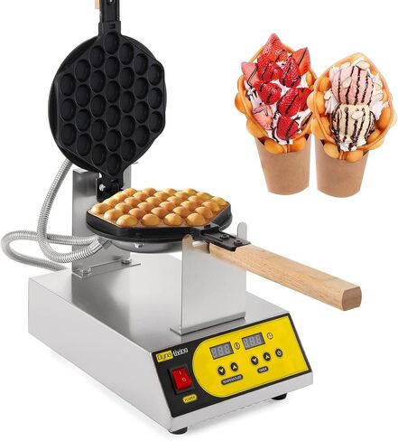 صانعة الوافل الفقاعية التجارية الذكية من هونج كونج، ماكينة صنع الوافل الفقاعية بقدرة 1400 وات مع طلاء غير لاصق، شاشة رقمية LED، 110 فولت من Dyna-Living in Kuwait