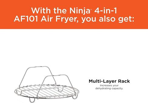 Ninja Air Fryer, 1550-Watt Programmable Base for Air Frying, Roasting, Reheating & Dehydrating with 4-Quart Ceramic Coated Basket (AF101), Black/Gray (Renewed) in Saudi Arabia