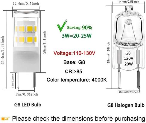 G8 Led Bulb 3W Equivalent to WB25X10019 20W Halogen Lamp Bulb 20W Replacement for GE/Samsung Microwave, 120V Daylight White 6000K (2 Pack) in Kuwait