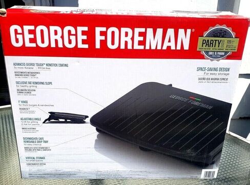 جورج فورمان، 9 أطباق كلاسيكية، شواية كهربائية داخلية ومكبس بانيني، توقف إنتاجها، أسود in Kuwait