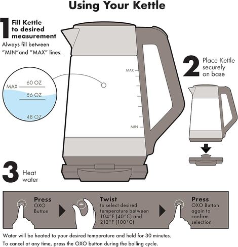 OXO Brew Adjustable Temperature Kettle, Electric, Clear in Saudi Arabia