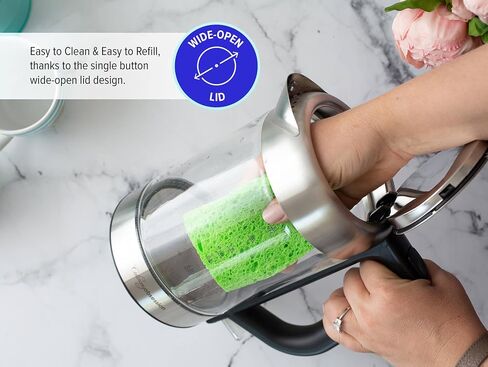 Glass Electric Kettle | BPA Free with Borosilicate Glass & Stainless Steel - 1.8 Liter Rapid Boil Cordless Teapot with Automatic Shut Off - the Best Hot Water Heater for Tea, Coffee, Soup, and More! in Saudi Arabia