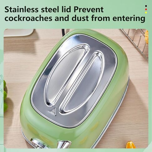 Wiltal Green Cute Retro Toaster 2 Slice with 1.58" Wide Slots, with Stainless Steel Lid, with Warming Rack, Preheat, Defrost, Countdown Timer Display in Saudi Arabia