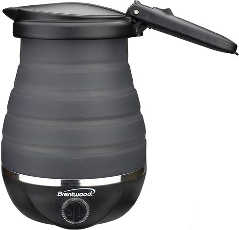 Brentwood Appliances KT-1508BK .85-Quart Dual-Voltage Collapsible-Travel Kettle (Black), 0.85Q | Dual-voltage operation, compact folding design in Kuwait