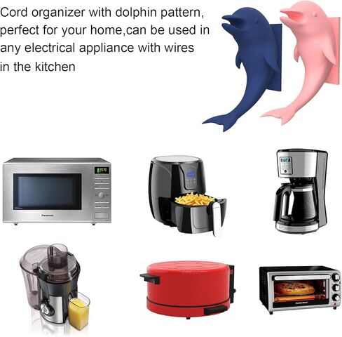 Byojia Cord Organizer, Dolphin Cord Organizer for Kitchen Appliances, Cord Wrap Cord Holder Cable Organizer for Storage Small Home Appliances, Mixer, Blender, Coffee Maker, Pressure Cooker 2PCS in Kuwait