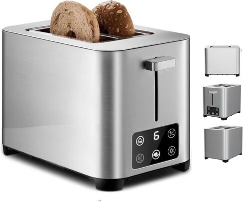 Redmond Bread Toaster 2 Slice - Full Touch Screen Toaster w/LED Display & 6 Browning Setting - Stainless Steel Digital Toaster with Screen -Wide Bagel Toaster Oven with 2 Slice Toaster for Fast Toast in Saudi Arabia