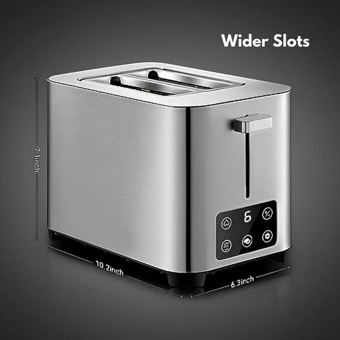 Redmond Bread Toaster 2 Slice - Full Touch Screen Toaster w/LED Display & 6 Browning Setting - Stainless Steel Digital Toaster with Screen -Wide Bagel Toaster Oven with 2 Slice Toaster for Fast Toast in Saudi Arabia