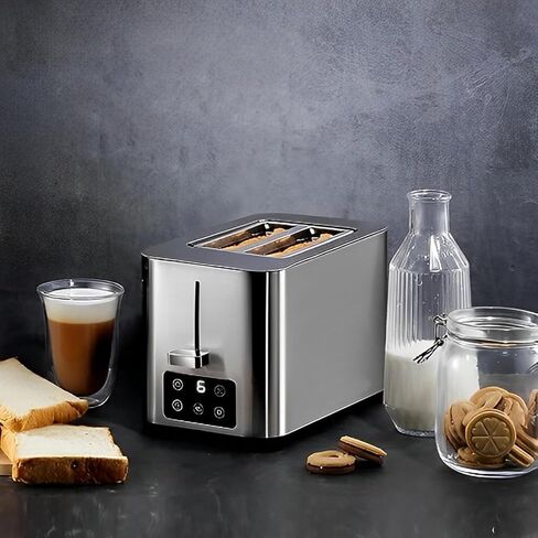 Redmond Bread Toaster 2 Slice - Full Touch Screen Toaster w/LED Display & 6 Browning Setting - Stainless Steel Digital Toaster with Screen -Wide Bagel Toaster Oven with 2 Slice Toaster for Fast Toast in Saudi Arabia