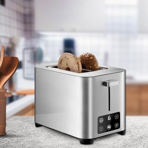 Redmond Bread Toaster 2 Slice - Full Touch Screen Toaster w/LED Display & 6 Browning Setting - Stainless Steel Digital Toaster with Screen -Wide Bagel Toaster Oven with 2 Slice Toaster for Fast Toast in Saudi Arabia