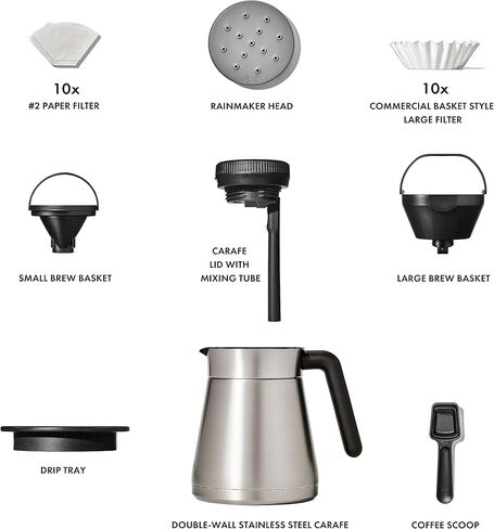 Bundle of OXO Brew 12-Cup Coffee Maker With Podless Single-Serve Function,Silver + OXO Brew Commercial Basket Style Large Coffee Filters in Kuwait