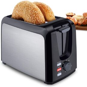 Toaster 2 Slice Stainless Steel Toaster Two Slice Toaster with Removable Crumb Tray Toaster Wide Slot Toasters 2 Slice Best Rated Prime with 7 Bread Shade Settings and Bagel, Defrost, Cancel Function for Bread in Kuwait