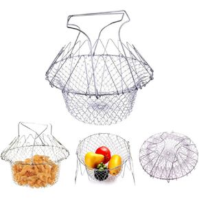 Deep Fry Basket - 304 Stainless Steel - Multi-Function Foldable Chef Cooking Basket, Flexible Kitchen Tool for Fried Food, Washing Fruits, Vegetables in Saudi Arabia