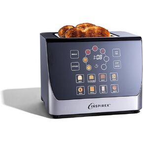 Inspirex Touch Screen Toaster - 2 Slice Extra-Wide Slots - 5 Bread Type and 6 Browning Levels - Defrost, Reheat, Favorite, Single Slot Settings - Stainless Steel in Saudi Arabia