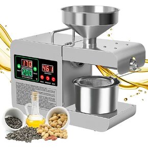 Electric Oil Press Machine 820W Automatic Oil Press Extractor Organic Oil Expeller Household Commercial Grade Stainless Steel Oil Press Machine 40-240℃ Temperature Adjustable in Kuwait