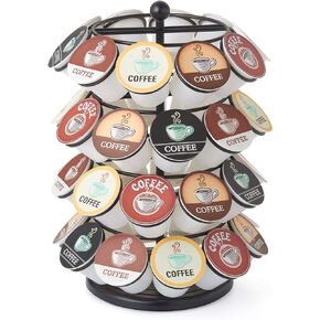 علبة قهوة دائرية من نيفتي - متوافقة مع اكواب كيه - عبوة تخزين 40 كبسولة، تدور 360 درجة، منصة ليزي سوزان، تصميم اسود عصري، منظم طاولة المطبخ للمنزل او المكتب in Kuwait