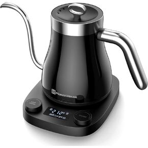 غلاية كهربائية مايستري هاوس 8 في 1 مع تحكم في درجة الحرارة ±1 درجة فهرنهايت، تدفق مياه ثابت 90 درجة، تسخين سريع 1200 واط، الحفاظ على الدفء، شاشة LCD، قفل للأطفال، مؤقت، ترموستات Strix 0.95 لتر in Kuwait