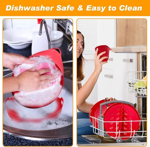 قطعتان من بطانات السيليكون للمقلاة الهوائية، سلال مقلاة هوائية من السيليكون مقاس 8 بوصات، ملحقات فرن مقلاة الهواء المقاومة للحرارة وسهلة التنظيف، وعاء مقلاة هوائية قابل لإعادة الاستخدام مع قفازات ووسادة فصل، ملحقات فرن صينية الخبز لـ 3-5 كيو تي، مستديرة،  in Kuwait