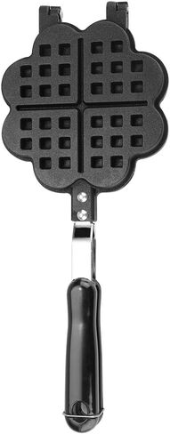 Heart Shape Cast Iron Waffle Maker, Non-stick Double Side Waffle Cake Mold Pot for Household Cafe Restaurant in Saudi Arabia