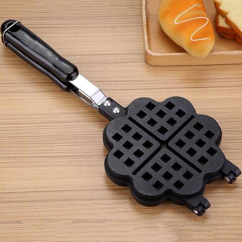 Heart Shape Cast Iron Waffle Maker, Non-stick Double Side Waffle Cake Mold Pot for Household Cafe Restaurant in Saudi Arabia