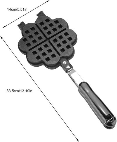 Heart Shape Cast Iron Waffle Maker, Non-stick Double Side Waffle Cake Mold Pot for Household Cafe Restaurant in Saudi Arabia
