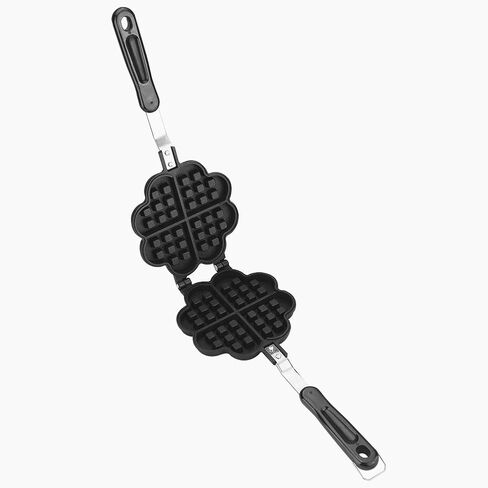 Heart Shape Cast Iron Waffle Maker, Non-stick Double Side Waffle Cake Mold Pot for Household Cafe Restaurant in Saudi Arabia