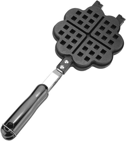Heart Shape Cast Iron Waffle Maker, Non-stick Double Side Waffle Cake Mold Pot for Household Cafe Restaurant in Saudi Arabia