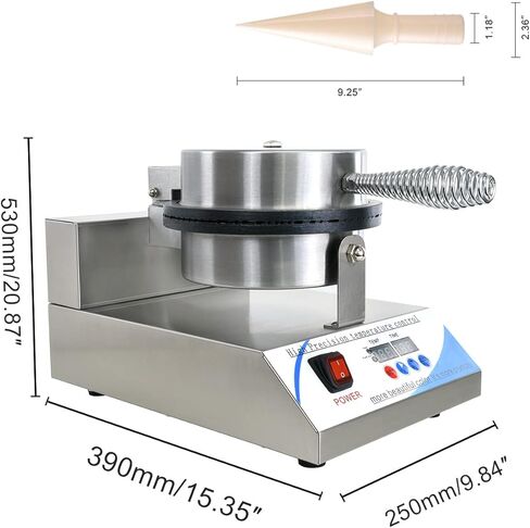 صانع مخروط الآيس كريم الكهربائي من NJTFHU، صانع مخروط الوافل التجاري 110 فولت للمنزل، مع التحكم في درجة الحرارة والوقت LED، طلاء غير لاصق 1300 وات 8.3 بوصة، من الفولاذ المقاوم للصدأ للمطبخ والمخابز وبار الوجبات الخفيفة in Kuwait