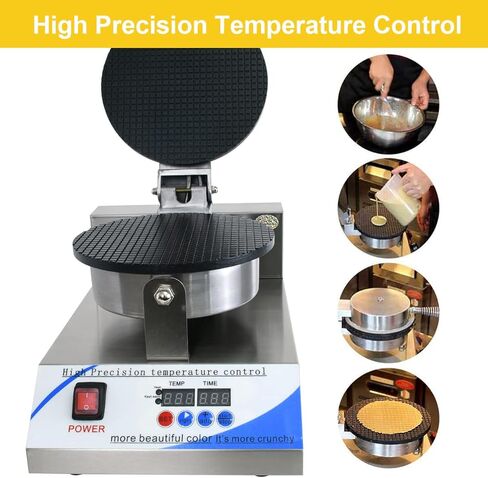 صانع مخروط الآيس كريم الكهربائي من NJTFHU، صانع مخروط الوافل التجاري 110 فولت للمنزل، مع التحكم في درجة الحرارة والوقت LED، طلاء غير لاصق 1300 وات 8.3 بوصة، من الفولاذ المقاوم للصدأ للمطبخ والمخابز وبار الوجبات الخفيفة in Kuwait