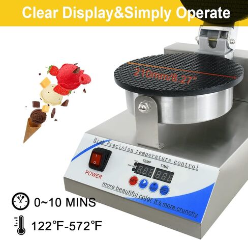 صانع مخروط الآيس كريم الكهربائي من NJTFHU، صانع مخروط الوافل التجاري 110 فولت للمنزل، مع التحكم في درجة الحرارة والوقت LED، طلاء غير لاصق 1300 وات 8.3 بوصة، من الفولاذ المقاوم للصدأ للمطبخ والمخابز وبار الوجبات الخفيفة in Kuwait