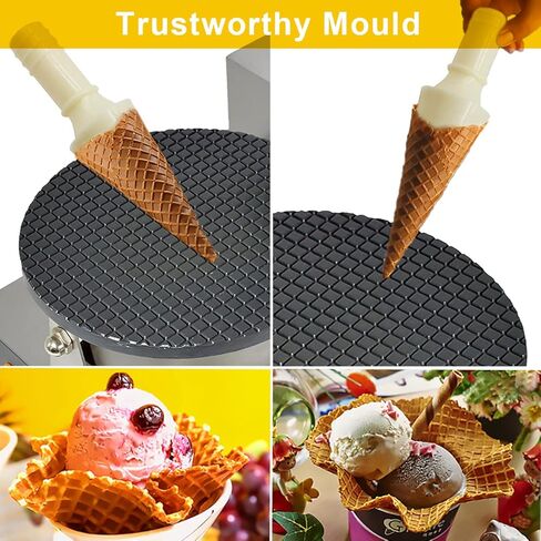 صانع مخروط الآيس كريم الكهربائي من NJTFHU، صانع مخروط الوافل التجاري 110 فولت للمنزل، مع التحكم في درجة الحرارة والوقت LED، طلاء غير لاصق 1300 وات 8.3 بوصة، من الفولاذ المقاوم للصدأ للمطبخ والمخابز وبار الوجبات الخفيفة in Kuwait