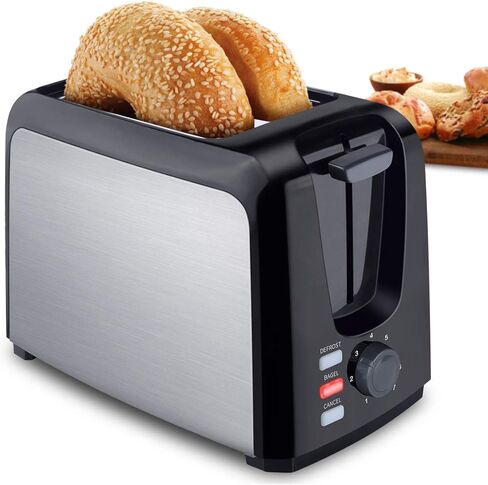 Toaster 2 Slice Stainless Steel Toaster Two Slice Toaster with Removable Crumb Tray Toaster Wide Slot Toasters 2 Slice Best Rated Prime with 7 Bread Shade Settings and Bagel, Defrost, Cancel Function for Bread in Kuwait