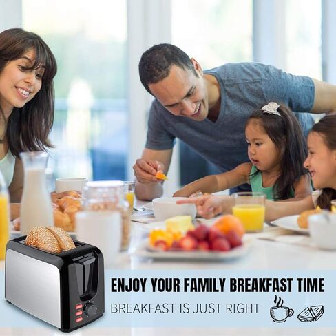 Toaster 2 Slice Stainless Steel Toaster Two Slice Toaster with Removable Crumb Tray Toaster Wide Slot Toasters 2 Slice Best Rated Prime with 7 Bread Shade Settings and Bagel, Defrost, Cancel Function for Bread in Kuwait