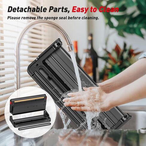 جهاز غلق الطعام بتفريغ الهواء من Bonsenkitchen، رولات وأكياس الغلق المدمجة ومجموعة المبتدئين، أوضاع الطعام الجافة والرطبة، نظام إغلاق الهواء بتصميم مدمج، جهاز غلق الهواء المحمول، أسود in Kuwait